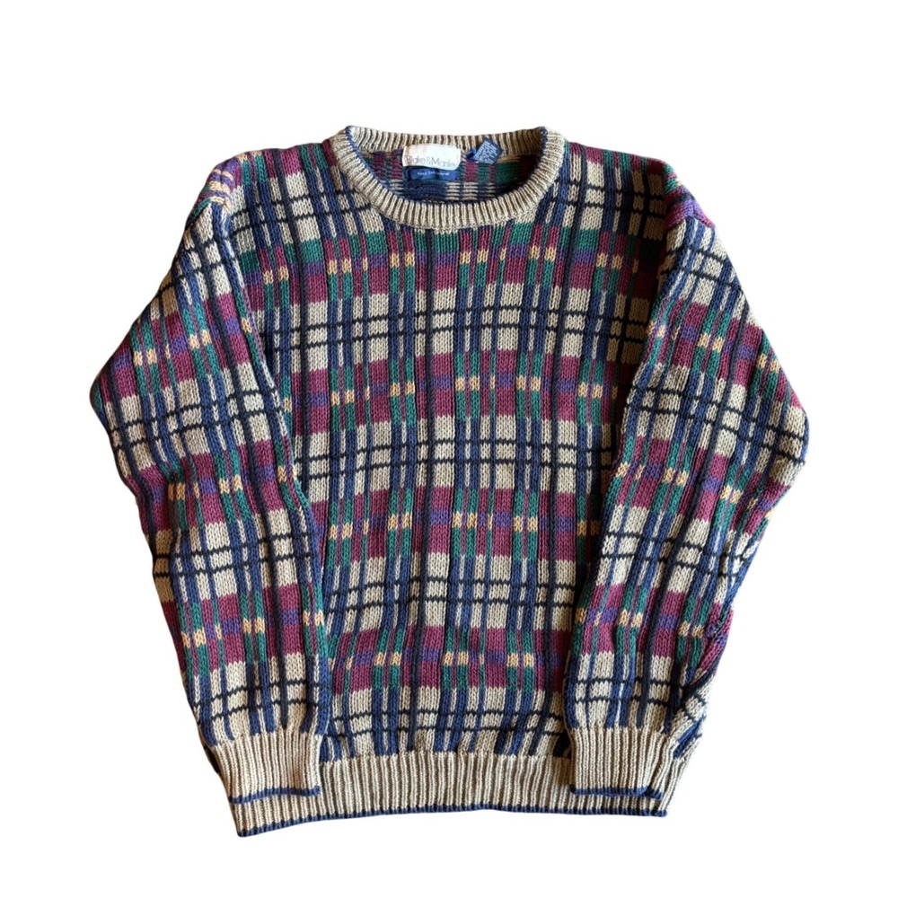 Vintage Blake & Manley Hand Embroidered Cotton Knit Sweater Size L